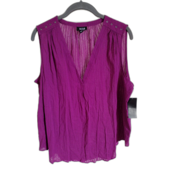 NWT a.n.a. Purple V-Neck Sleeveless Flowy Blouse Sz Large - Picture 1 of 5
